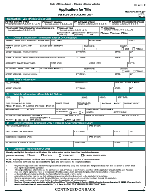 Rhode Island Title Application