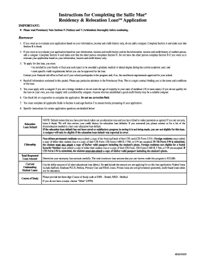 Sallie Mae Residency and Relocation Loan Application
