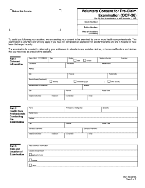 Voluntary Consent for Pre-Claim Examination