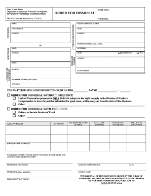 New Jersey Workers' Compensation Dismissal Order
