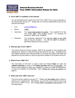 Form 1098-T Information Return for 2013