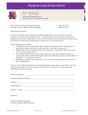 Teacher Qualification Request Letter