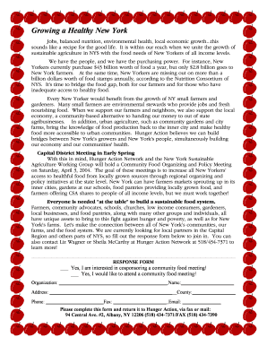 New York Community Food Meeting Response Form