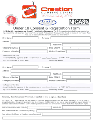 Under 18 Consent & Registration Form