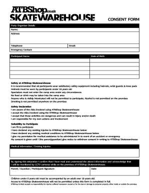 ATBShop Skatewarehouse Consent Form