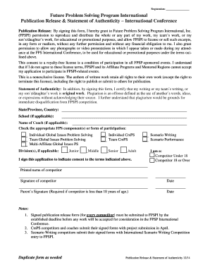 Publication Release & Statement of Authenticity
