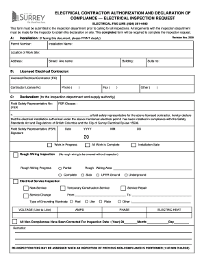 Electrical Inspection Request Form