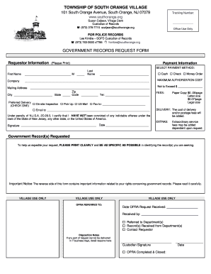New Jersey Government Records Request Form