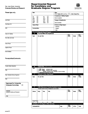 San Jose State University Graduate Degree Program Request