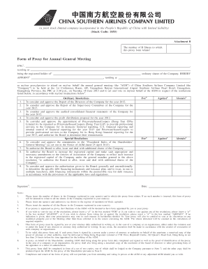 Proxy Form for Annual General Meeting