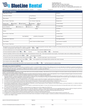 Application for Commercial Trade Credit Account Canada