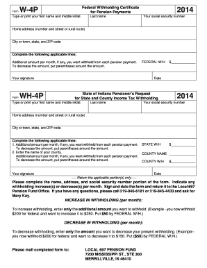 Federal Withholding Certificate Form W-4P