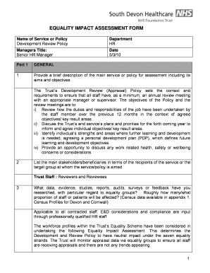 Equality Impact Assessment Form