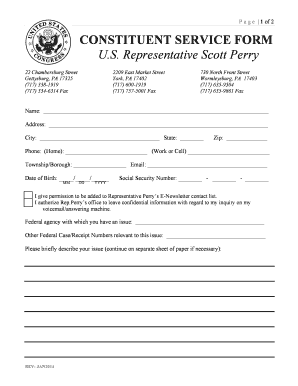 US Representative Scott Perry Constituent Service Form