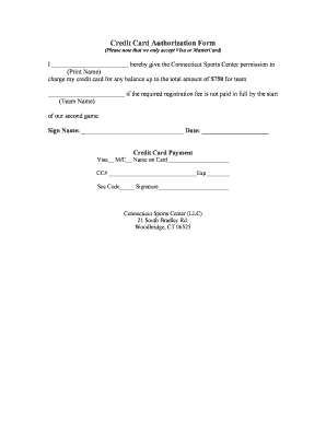 Credit Card Authorization Form