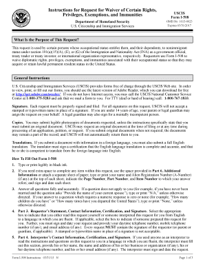 USCIS Form I-508 Request for Waiver of Rights