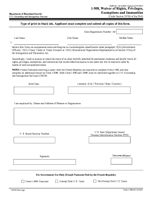 Form I-508 Waiver of Rights and Privileges