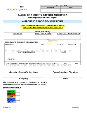 Airport ID Badge Re-Issue Form