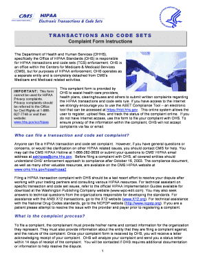 HIPAA Transaction and Code Sets Complaint Form