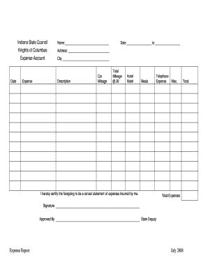 Knights of Columbus Expense Report