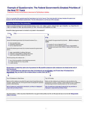 Federal Government Priorities Questionnaire