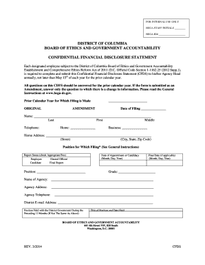 District of Columbia Confidential Financial Disclosure Statement