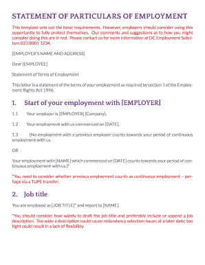 UK Employment Terms Statement Template