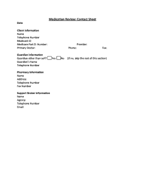 Medication Review Contact Sheet