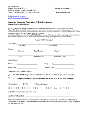 Canadian Economic Association Conference Room Reservation Form