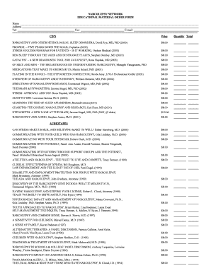 Narcolepsy Network Educational Material Order Form