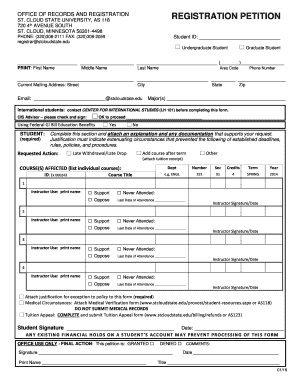 St. Cloud State University Registration Petition