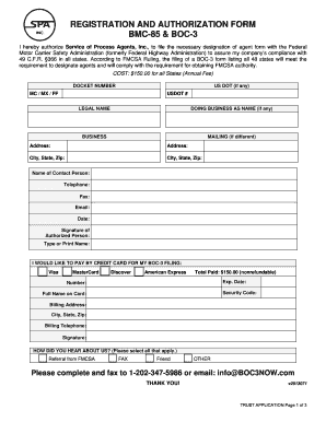 BOC-3 and BMC-85 Registration Form
