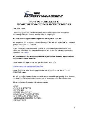 Virginia Move Out Checklist & Security Deposit Refund