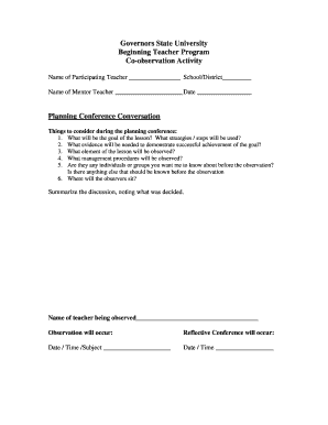 Teacher Co-Observation Activity Form