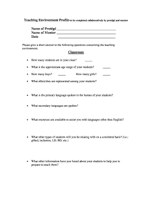 Teaching Environment Profile Form