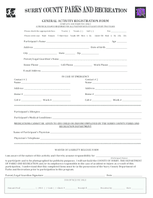 General Activity Registration Form