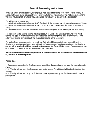 Form I-9 Processing Instructions