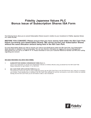 Fidelity Japanese Values PLC Subscription Share Conversion Form