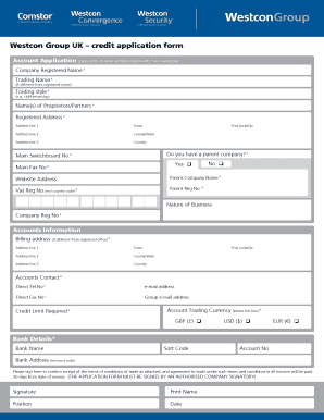 Westcon Group UK Credit Application Form