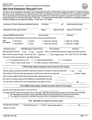 Illinois Bed Hold Extension Request Form