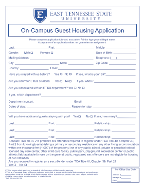 On-Campus Guest Housing Application