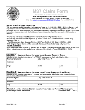 Oregon M37 Claim Form