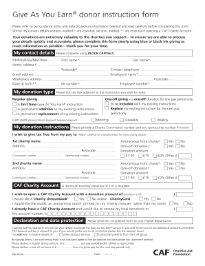 Give As You Earn Donor Instruction Form