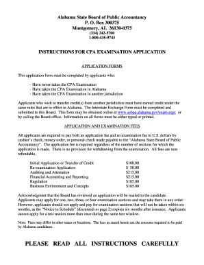Alabama CPA Examination Application