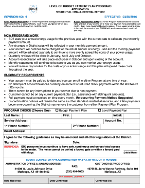 Level or Budget Payment Plan Application