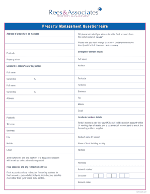 Property Management Questionnaire