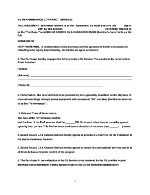 DJ Performance Contract
