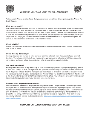 Arizona School Tax Credit Donation Form