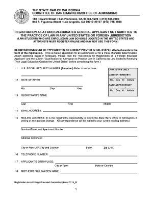 California Foreign Educated Law Applicant Registration