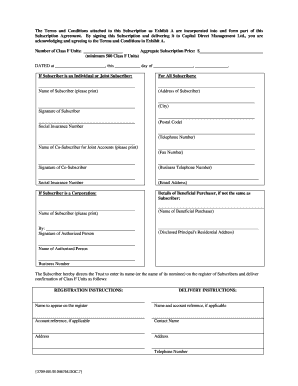Capital Direct I Income Trust Subscription Agreement